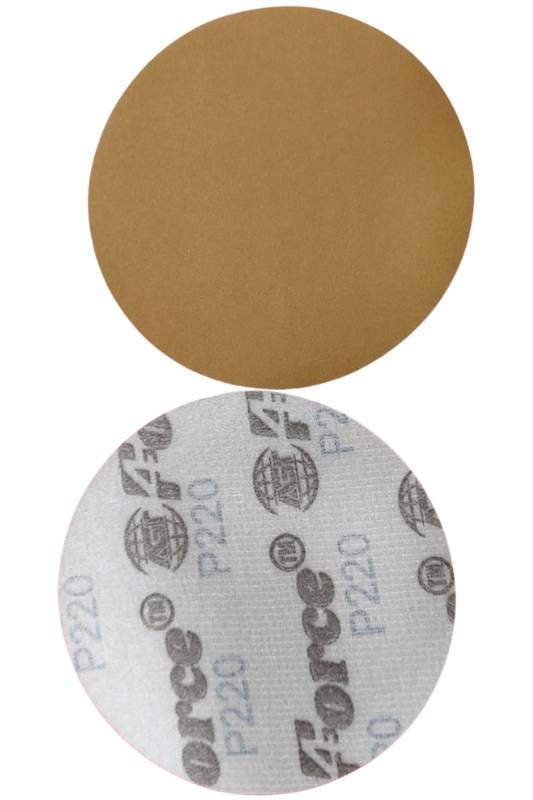 5 Inch No Holes Gold 220 Grit Velcro Disc Pack of 100