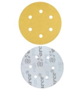 6 Inch 6 Holes 120 Grit Yellow Sanding Velcro Disc Pack of 100