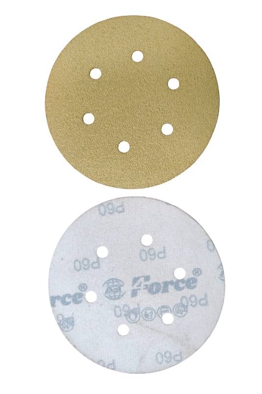 6 Inch 6 Holes 60 Grit Gold Sanding Velcro Disc Pack of 100