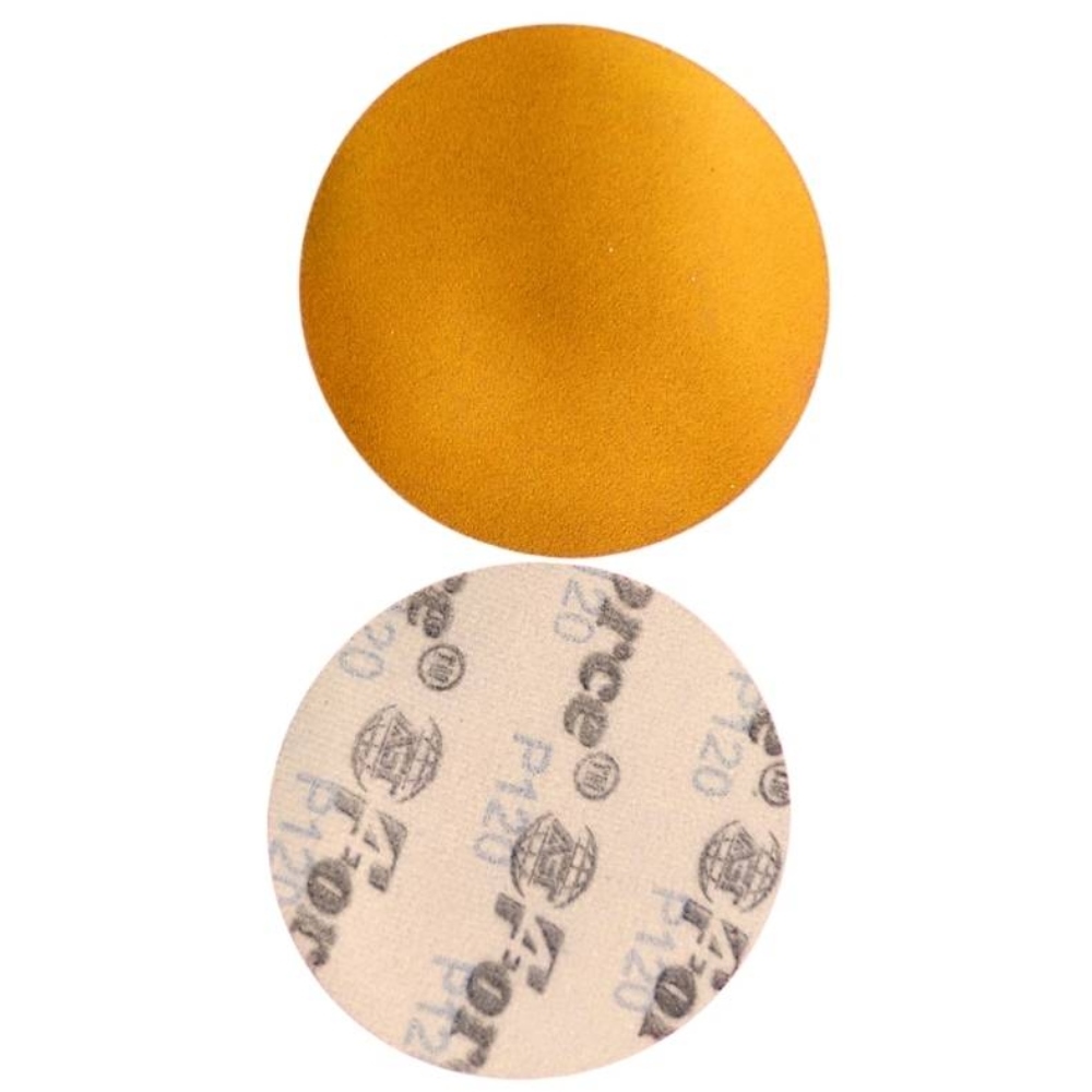 5 Inch No Holes Yellow 120 Grit Velcro Disc Pack of 100
