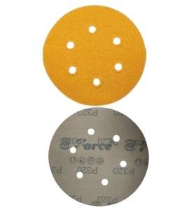 6 Inch 6 Holes 320 Grit Yellow Sanding Velcro Disc Pack of 100