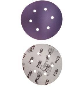 6 Inch 6 Holes Ceramic Purple Film Velcro Disc 120 Grit Pack of 100