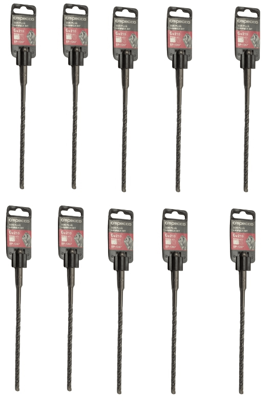 SDS Plus Hammer Bit 6*210mm Pack of 10