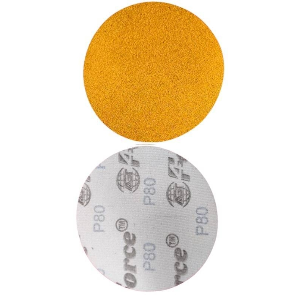 5 Inch No Holes Yellow 80 Grit Velcro Disc Pack of 100