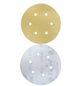 6 Inch 6 Holes 180 Grit Gold Sanding Velcro Disc Pack of 100