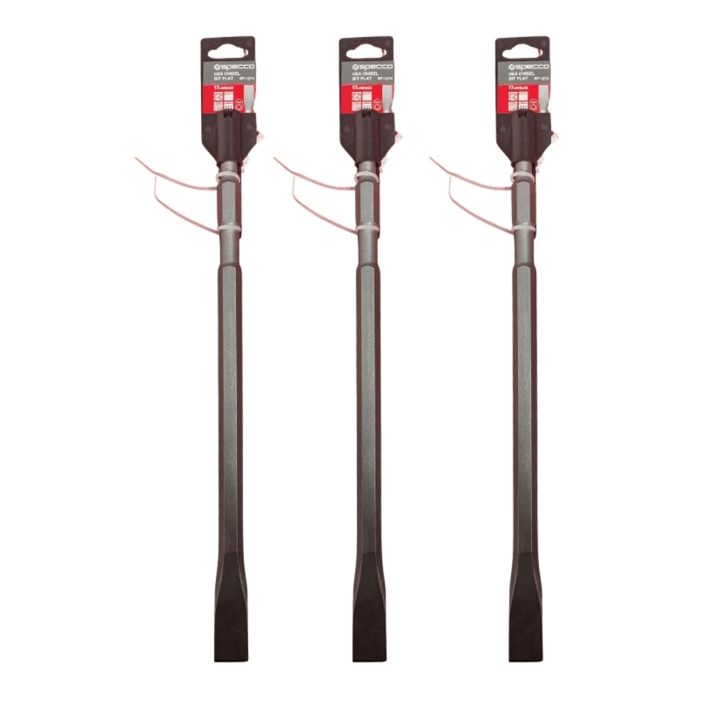 Hex Chisel Bit Flat 17*400*25 Pack of 3