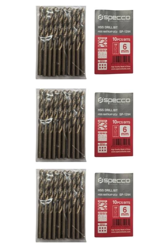 6mm 10Pcs HSS DRILL BIT SET Pack of 3