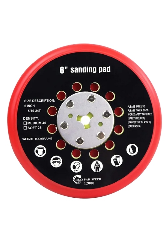 72 Hole 6 Inch 150mm Electrical Universal Backing Pad