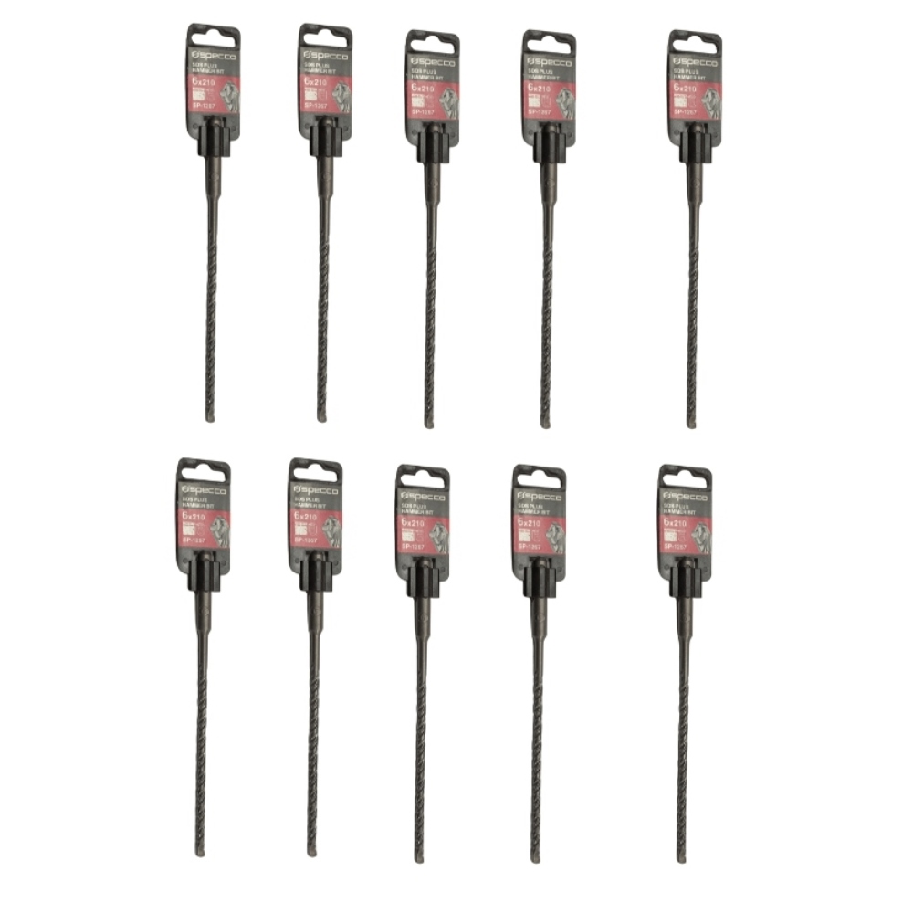 SDS Plus Hammer Bit 6*210mm Pack of 10