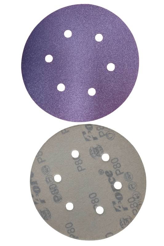6 Inch 6 Holes Ceramic Purple Film Velcro Disc 80 Grit Pack of 100