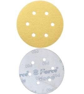 6 Inch 6 Holes 60 Grit Yellow Sanding Velcro Disc Pack of 100