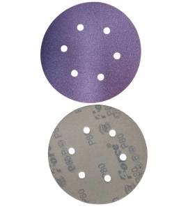 6 Inch 6 Holes Ceramic Purple Film Velcro Disc 80 Grit Pack of 100