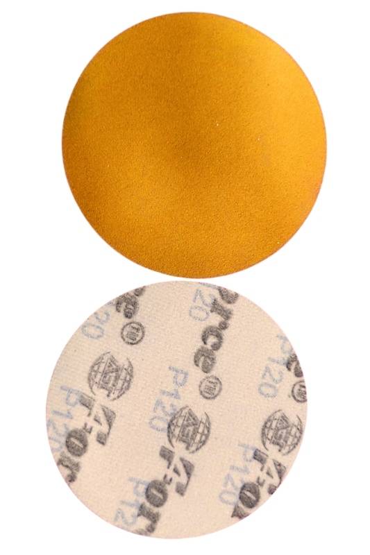5 Inch No Holes Yellow 120 Grit Velcro Disc Pack of 100