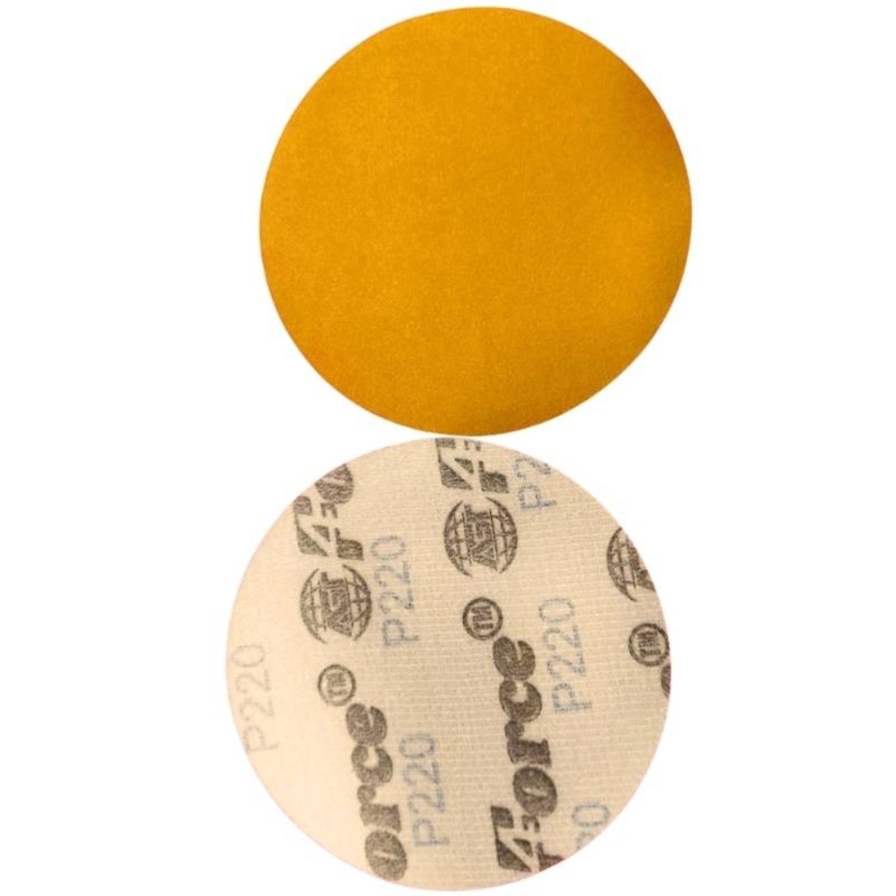 5 Inch No Holes Yellow 220 Grit Velcro Disc Pack of 100