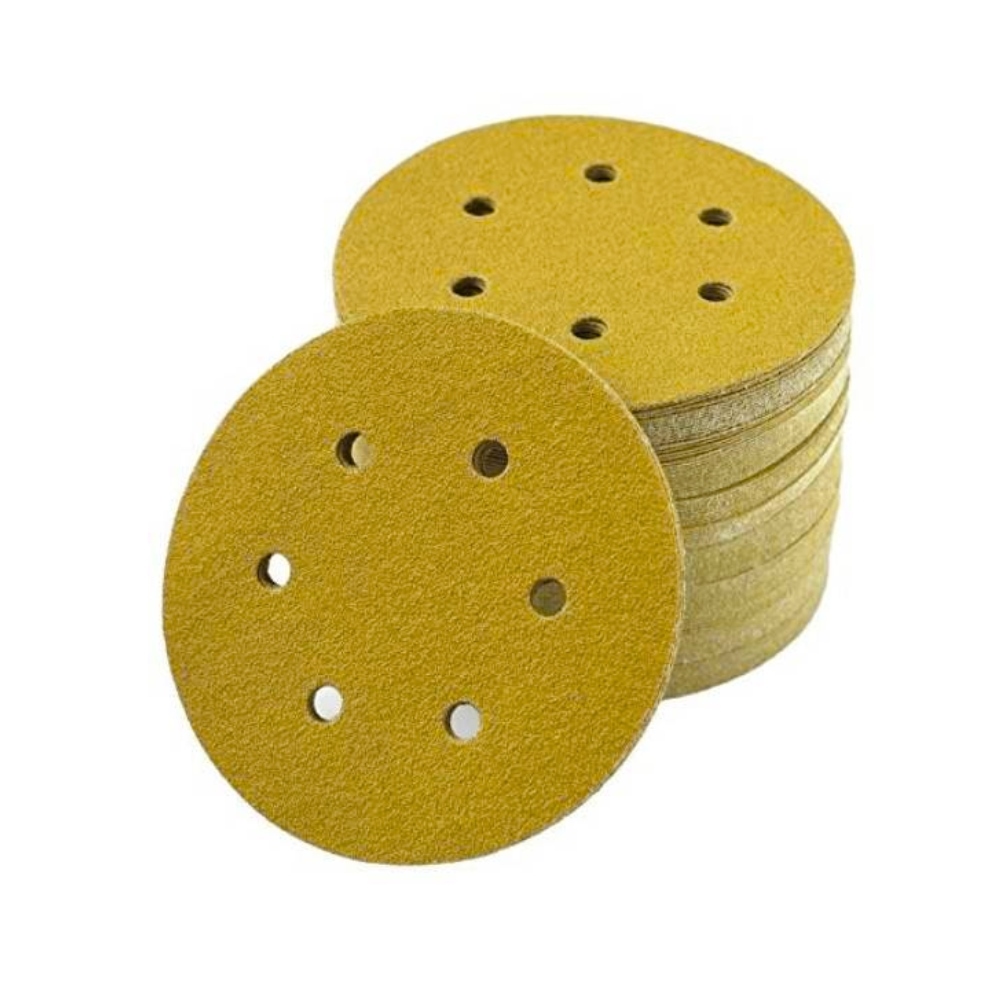 6 Inch 6 Holes 80 Grit Gold Sanding Velcro Disc Pack of 100