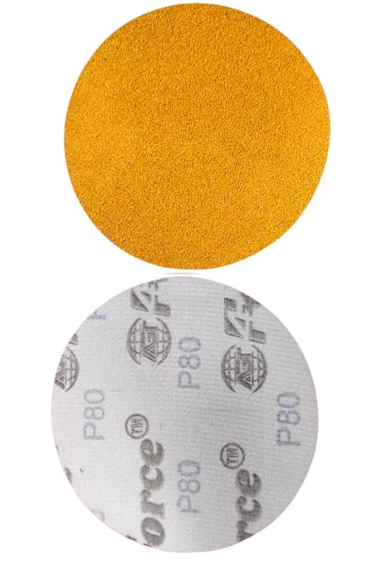 5 Inch No Holes Yellow 80 Grit Velcro Disc Pack of 100