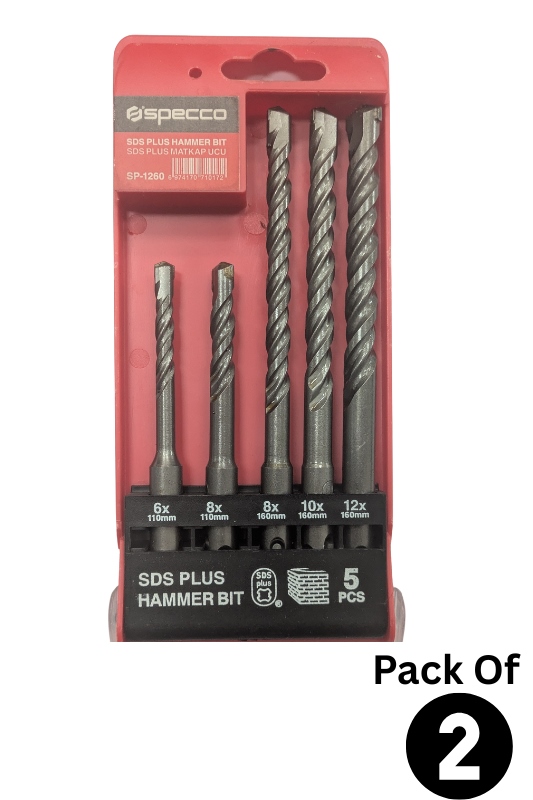 SDS Plus Hammer Bit Set 5 Pcs Pack of 2