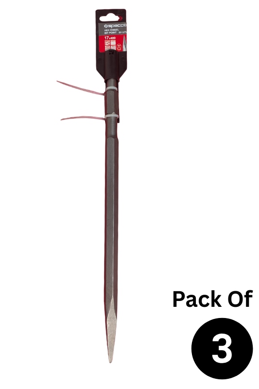 Hex Chisel Bit Point 17*400 Pack of 3