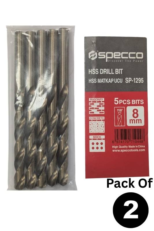 8mm 5Pcs HSS DRILL BIT SET Pack of 2