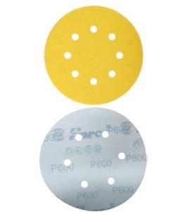 6 Inch 6 Holes 600 Grit Yellow Sanding Velcro Disc Pack of 100