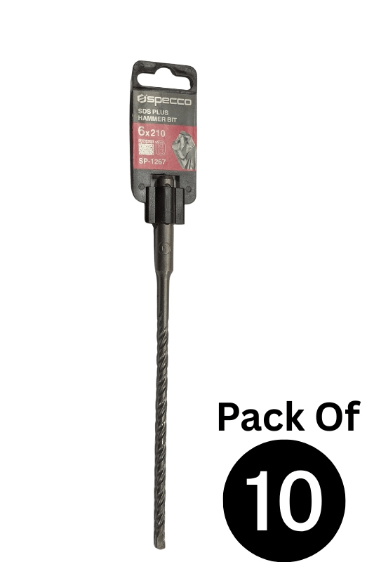 SDS Plus Hammer Bit 6*210mm Pack of 10