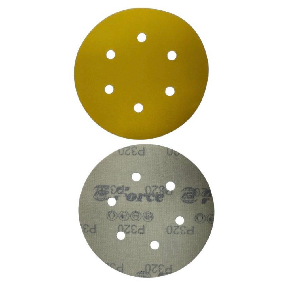 AGT Force 320 Grit Gold Sanding Velcro Disc 6 Inch 6 Holes Pack of 100