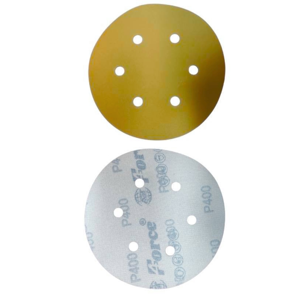 AGT Force 400 Grit 6 Inch 6 Holes Gold Sanding Velcro Disc Pack of 100