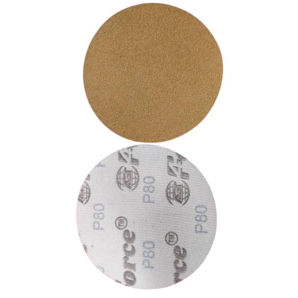 AGT Force 5 Inch No Holes Gold 80 Grit Velcro Disc Pack of 100