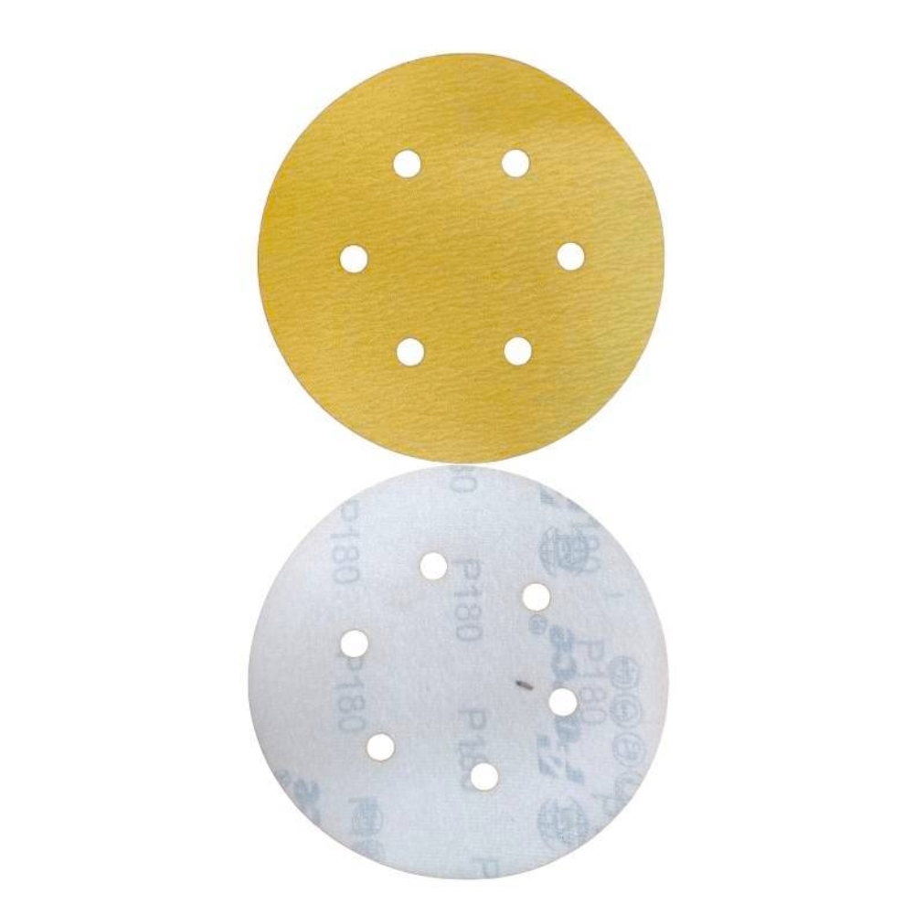 AGT Force 6 Inch 6 Holes 180 Grit Gold Sanding Velcro Disc Pack of 100