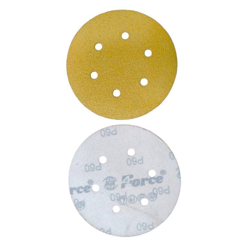 AGT Force 6 Inch 6 Holes 60 Grit Gold Sanding Velcro Disc Pack of 100