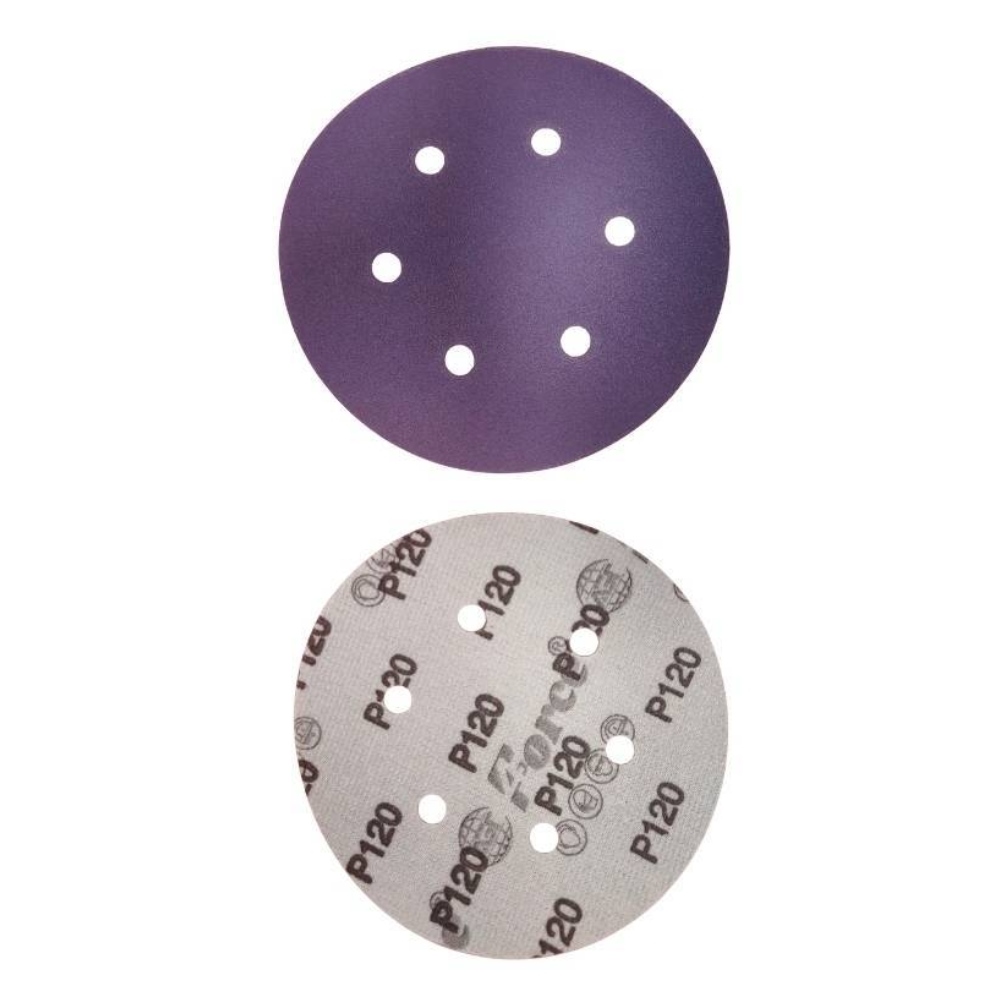 AGT Force 6 Inch 6 Holes Ceramic Purple Film Velcro Disc 120 Grit Pack of 100