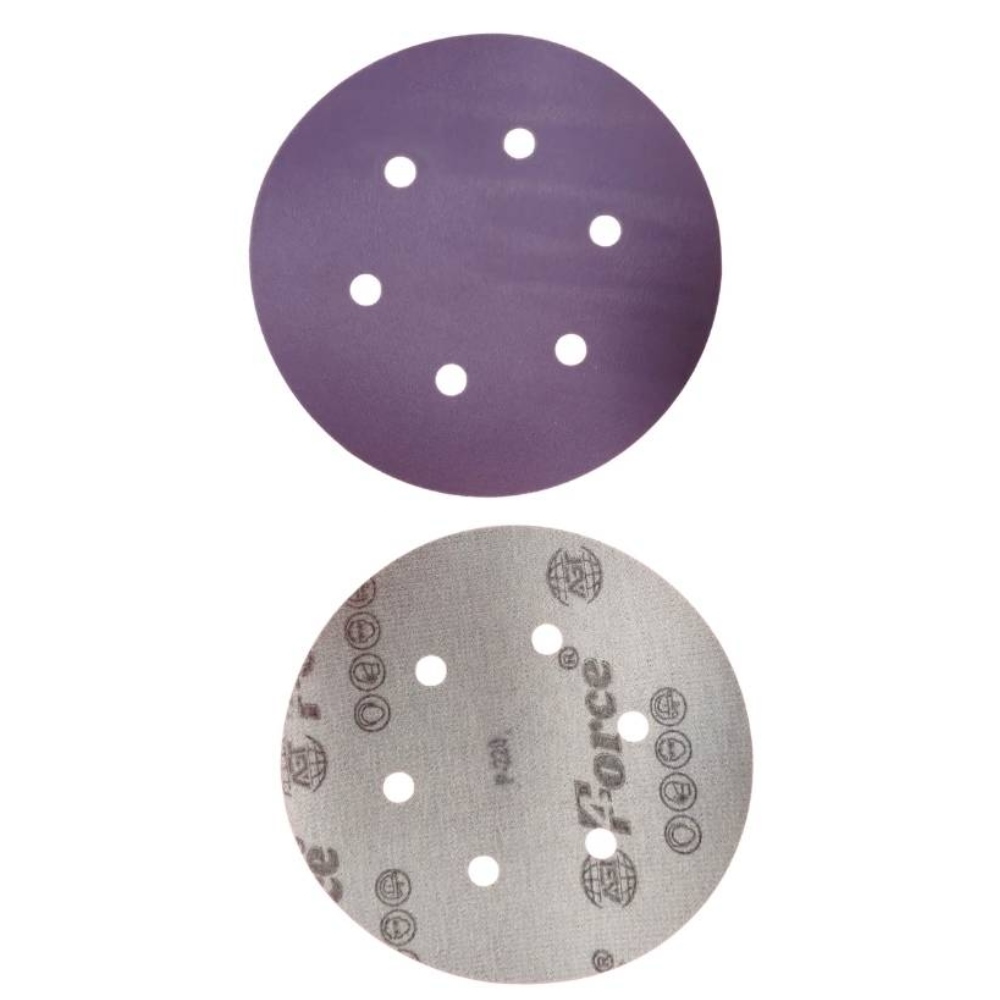 AGT Force 6 Inch 6 Holes Ceramic Purple Film Velcro Disc 220 Grit Pack of 100
