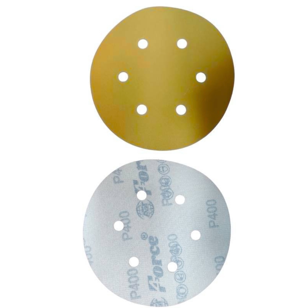 AGT Force 600 Grit Gold Sanding Velcro Disc 6 Inch 6 Holes Pack of 100