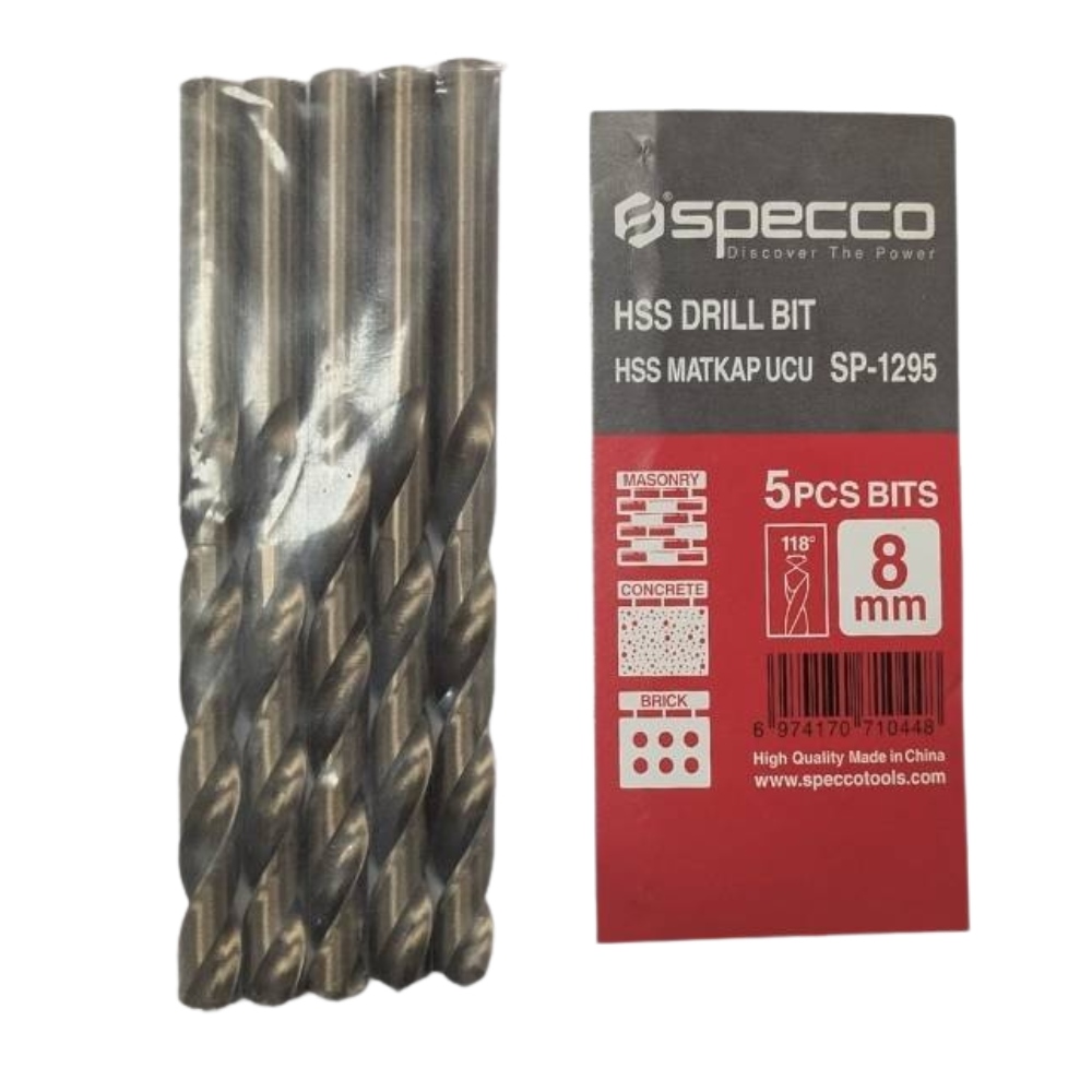 Specco 8mm 5Pcs HSS DRILL BIT SET Pack of 2